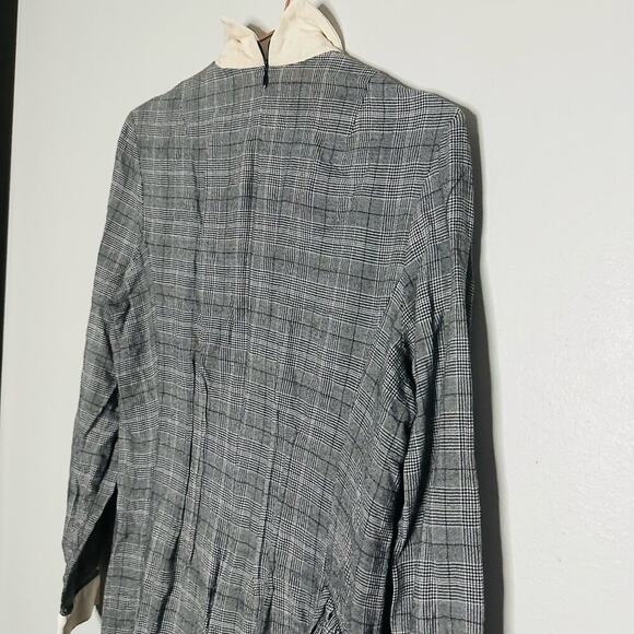 PETERSYN Womens Grey Plaid Collared Long Sleeve Ruffle Mini Dress Size XL - Picture 6 of 14